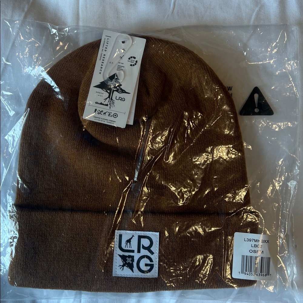 LRG Brown Knit Beanie with Logo